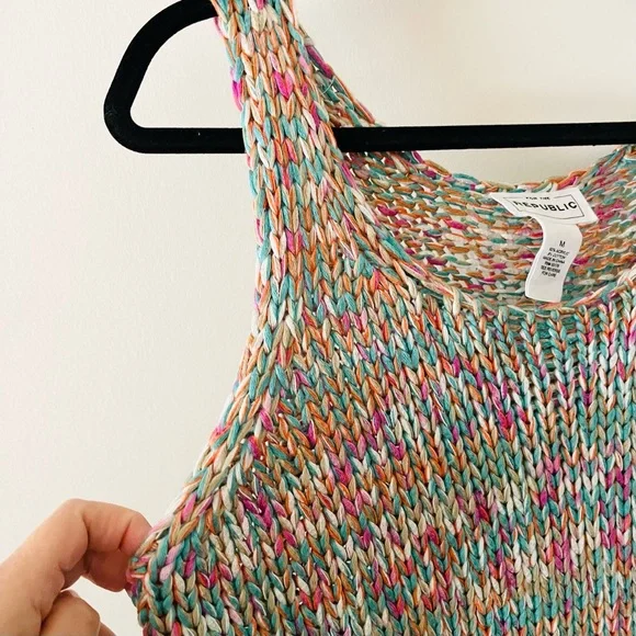 For The REPUBLIC Women’s Multicolor Handmade Knitted Cropped Tank Top Size US M - Picture 6 of 16